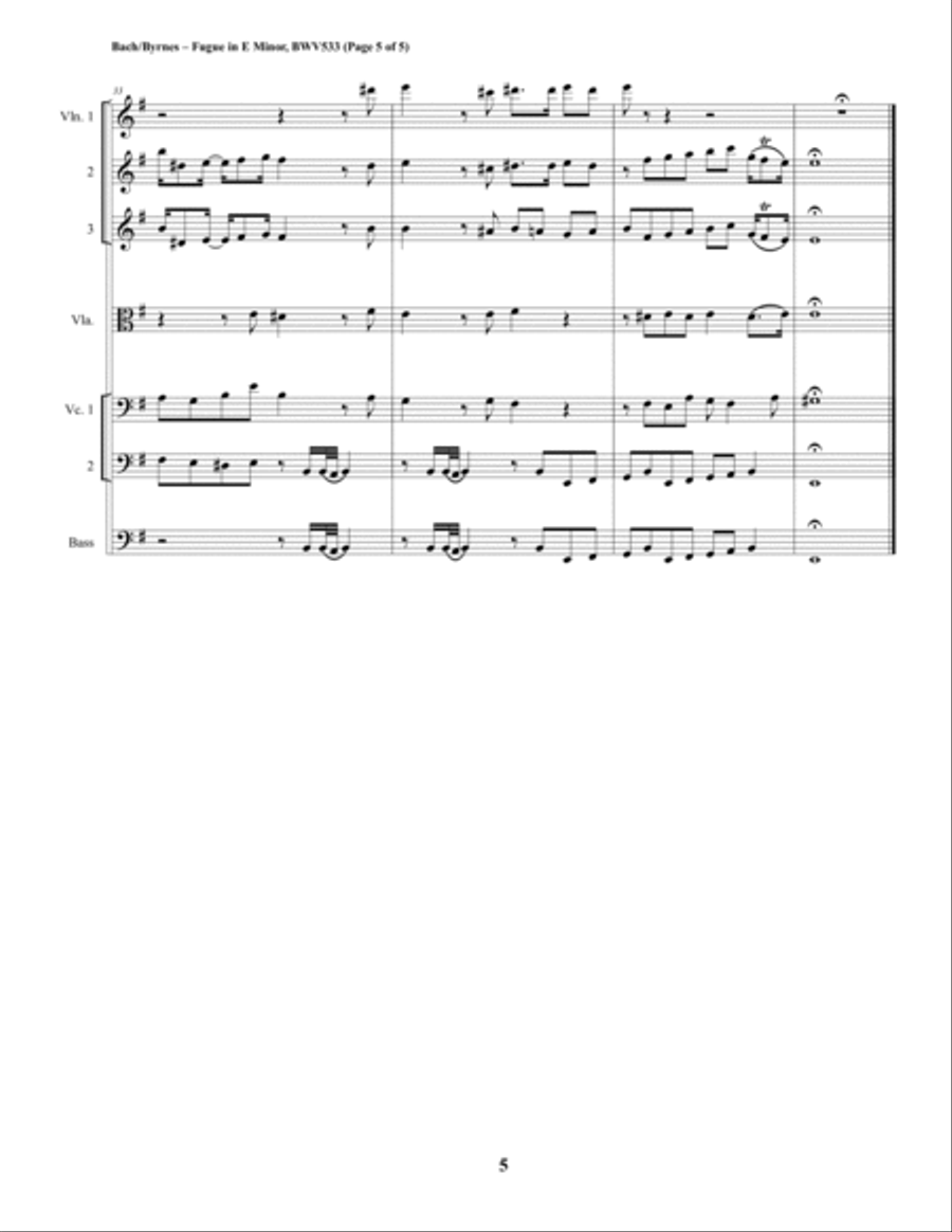 Fugue in E Minor, BWV 533 (String Orchestra) String Orchestra scores gallery preview page 5