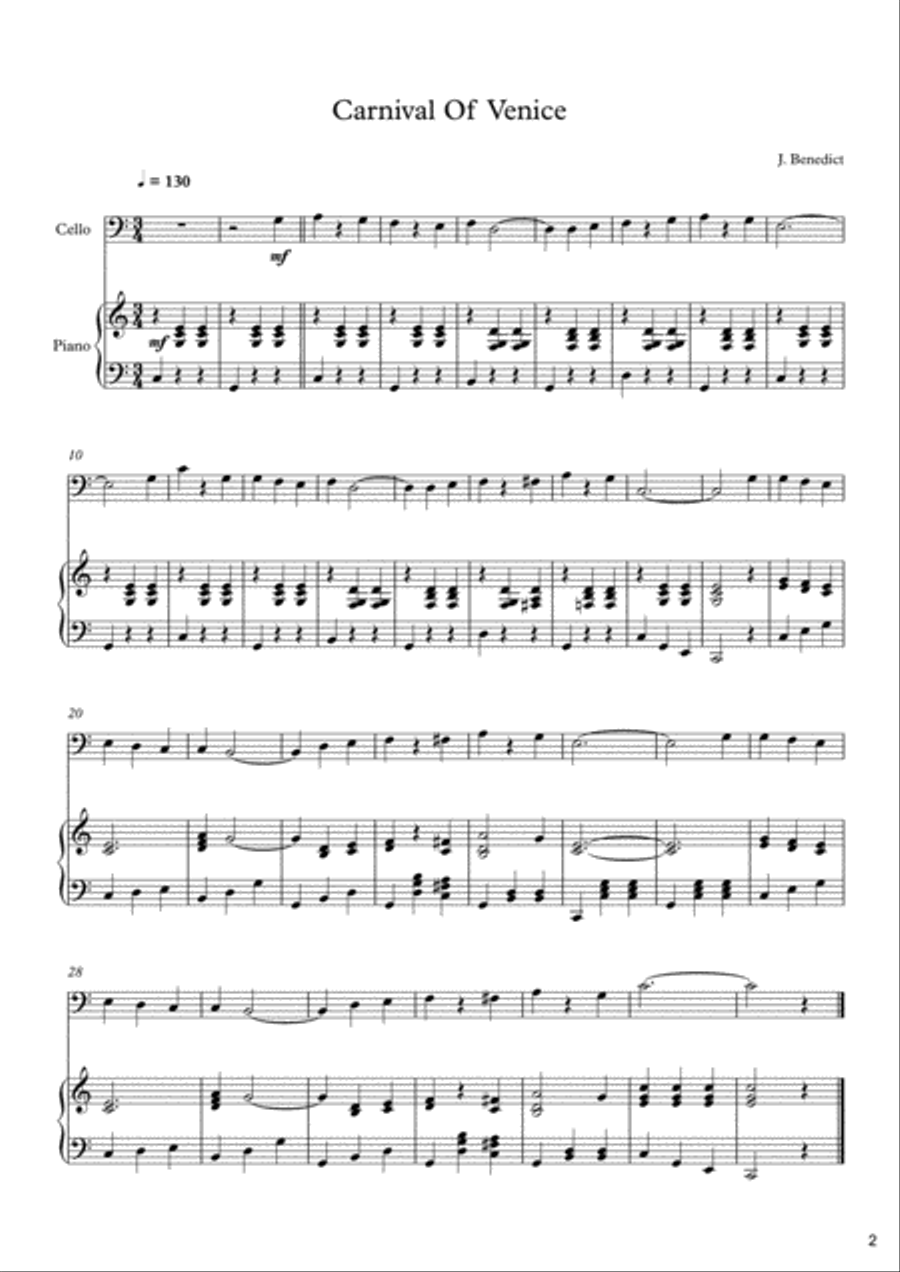 10 Easy Classical Pieces For Cello & Piano Piano scores gallery preview page 3