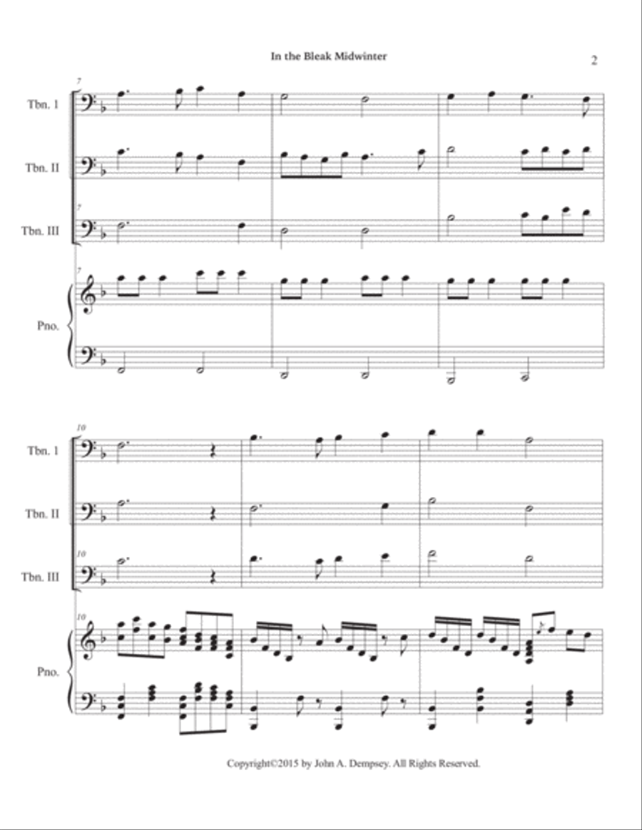 In the Bleak Midwinter (Quartet for Three Trombones and Piano) Small Ensemble scores gallery preview page 6