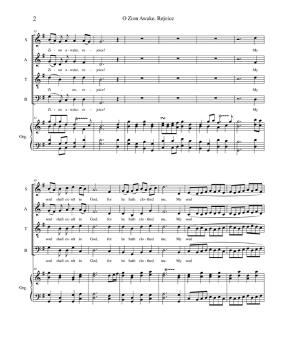 O Zion, Awake, Rejoice! 4-Part scores gallery preview page 2