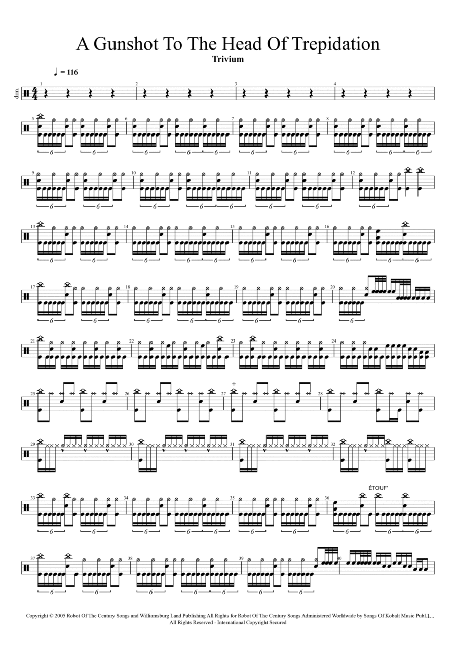 Gunshot To The Head Of Trepidation Drum Set scores gallery preview page 1