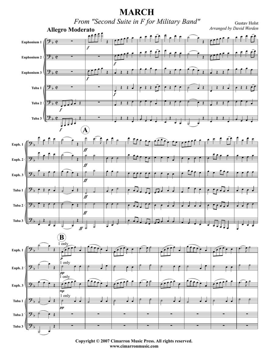 March from Military Suite in F by Gustav Holst Large Ensemble - Digital Sheet Music