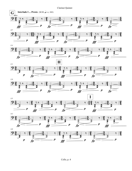 Clarinet Quintet, opus 155 (2013) cello
