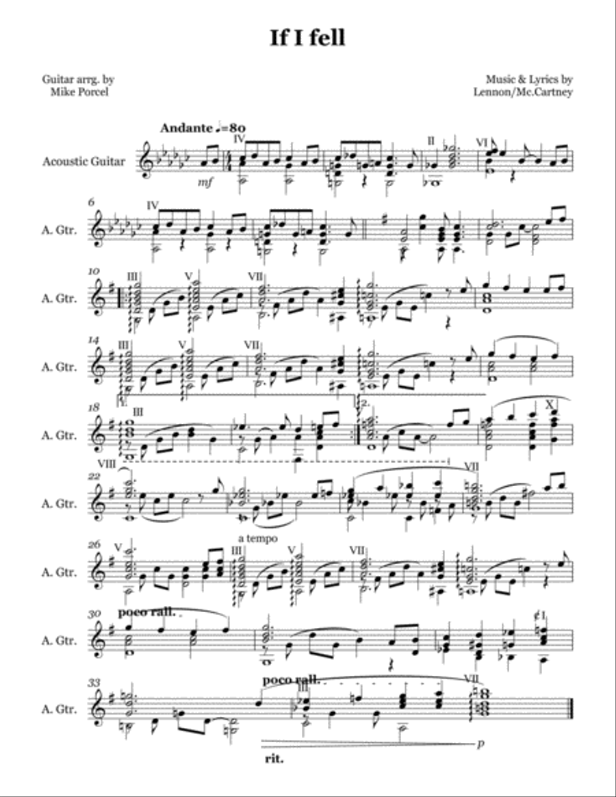 If I Fell Guitar Solo scores gallery preview page 1