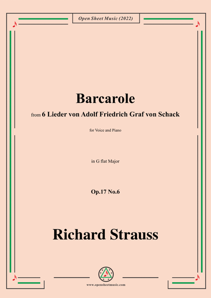 Richard Strauss-Barcarole,in G flat Major,Op.17 No.6,for Voice and Piano