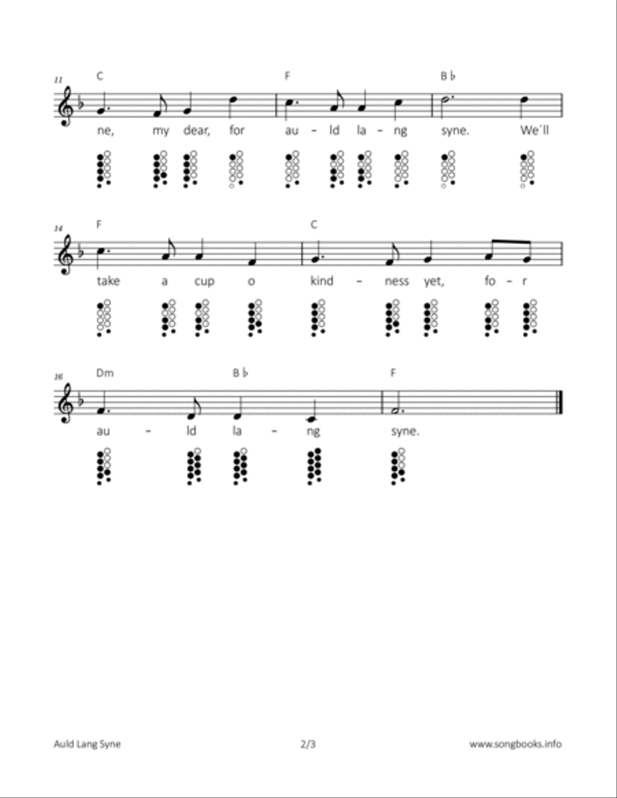 Auld Lang Syne ocarina scores gallery preview page 2