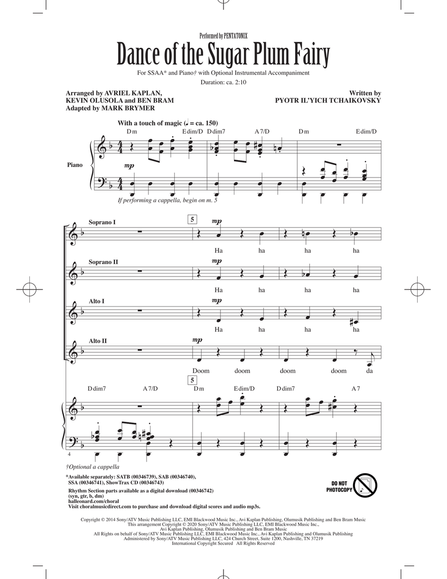 Dance Of The Sugar Plum Fairy (arr. Mark Brymer) SSA scores gallery preview page 1