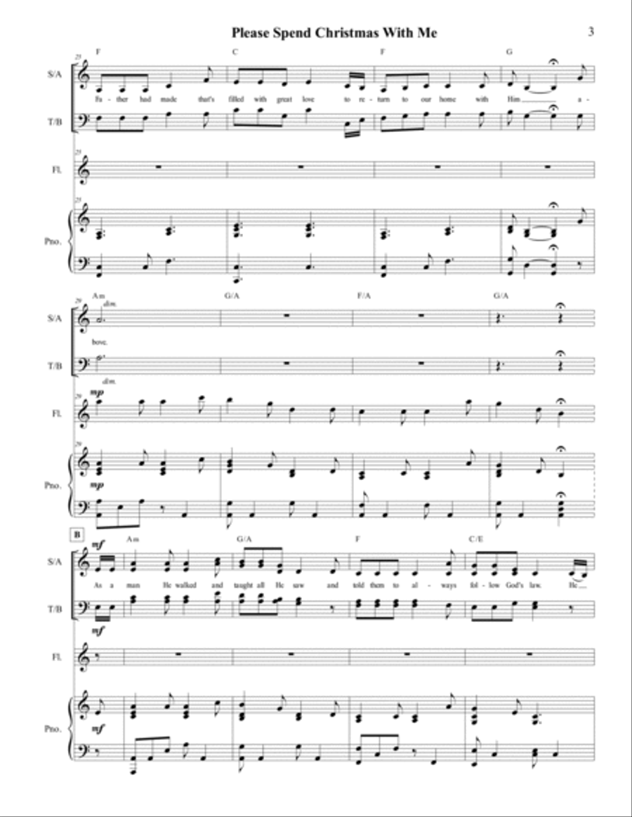 Please Spend Christmas With Me - SATB Choir and Flute 4-Part scores gallery preview page 5