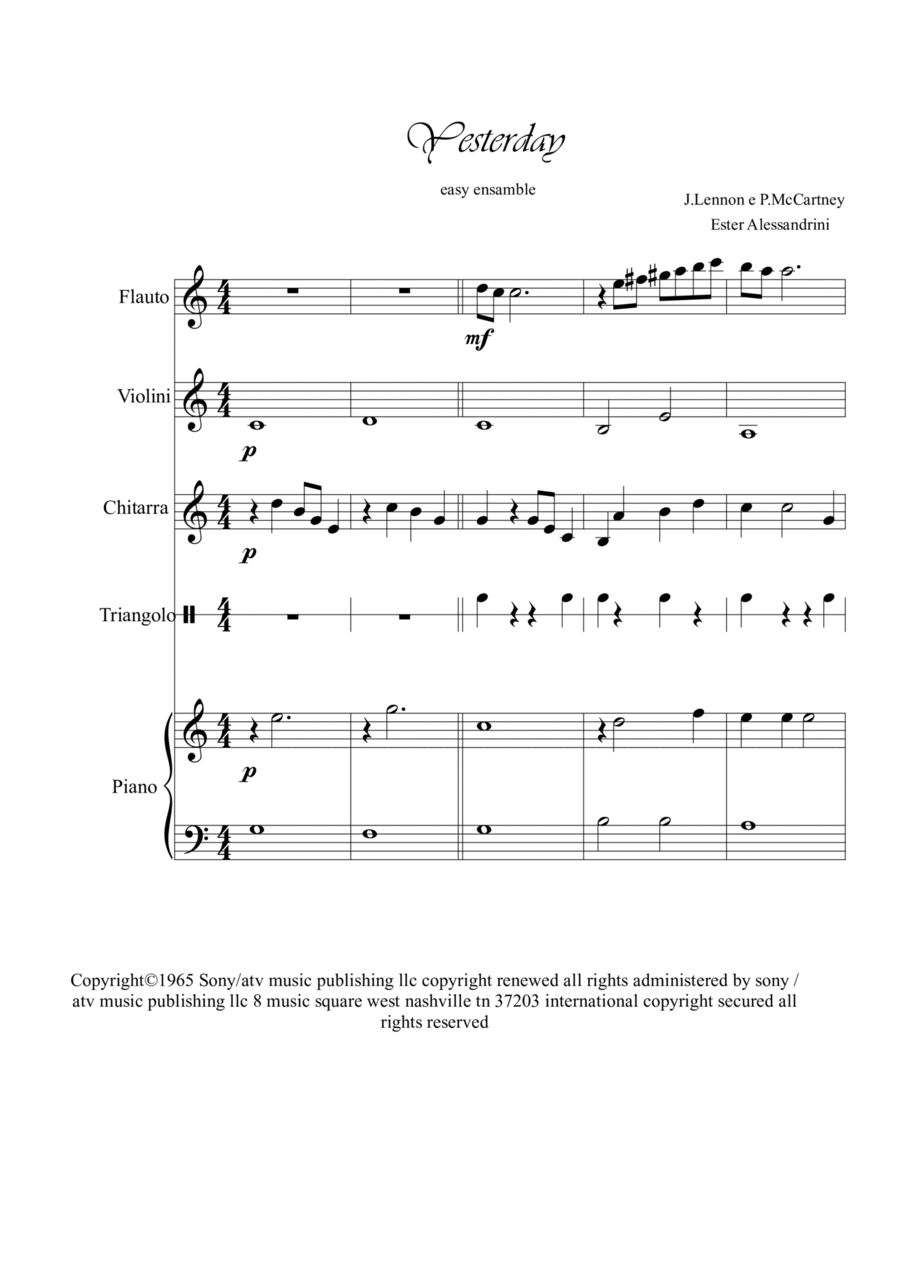 Yesterday Flute scores gallery preview page 1