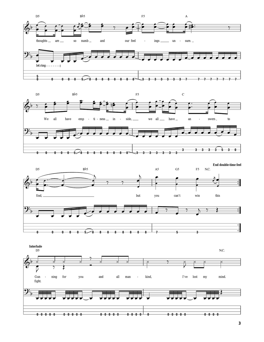 Welcome To The Family Bass Guitar Tablature scores gallery preview page 3