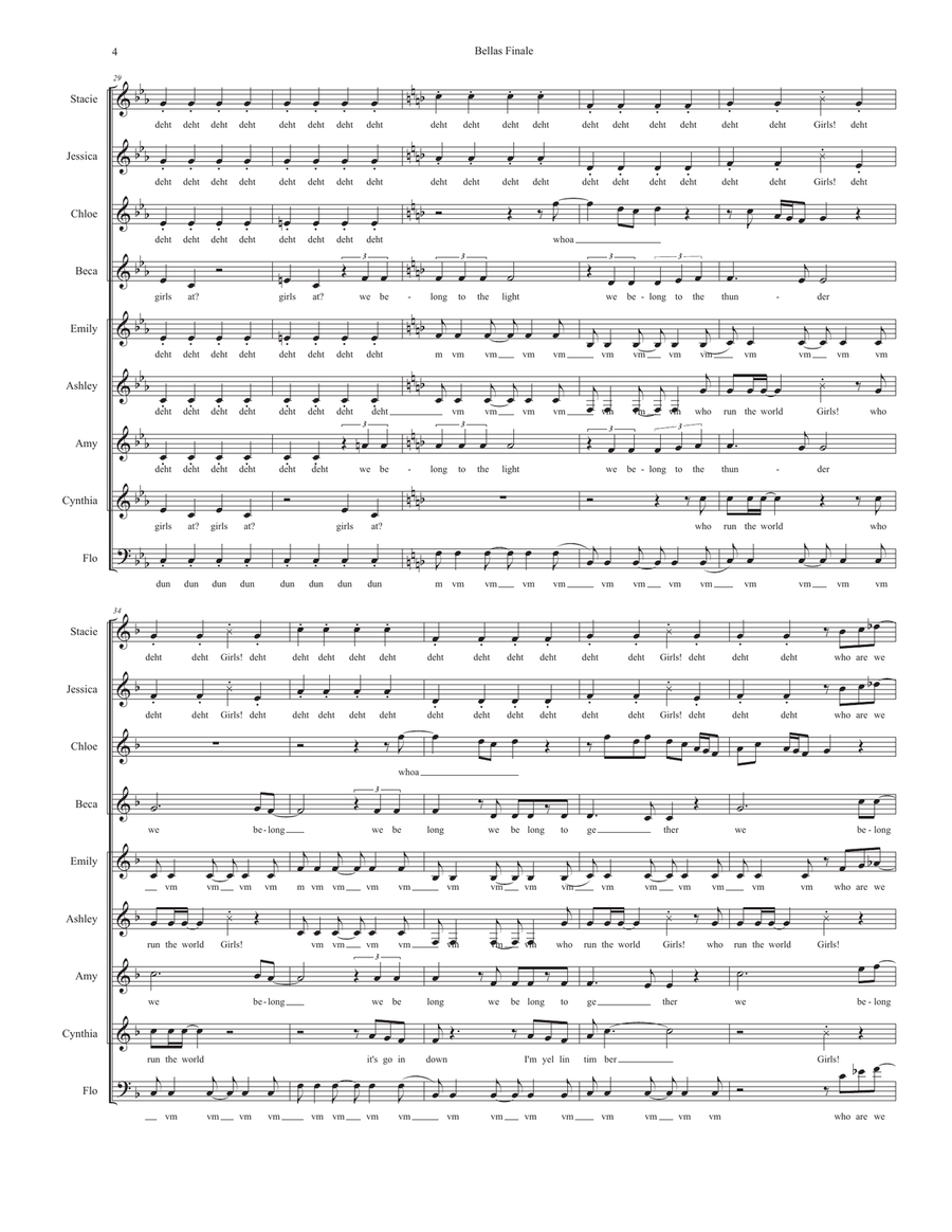 Medley: Run The World (Girls) with Where Them Girls At and Flashlight SSAA scores gallery preview page 4