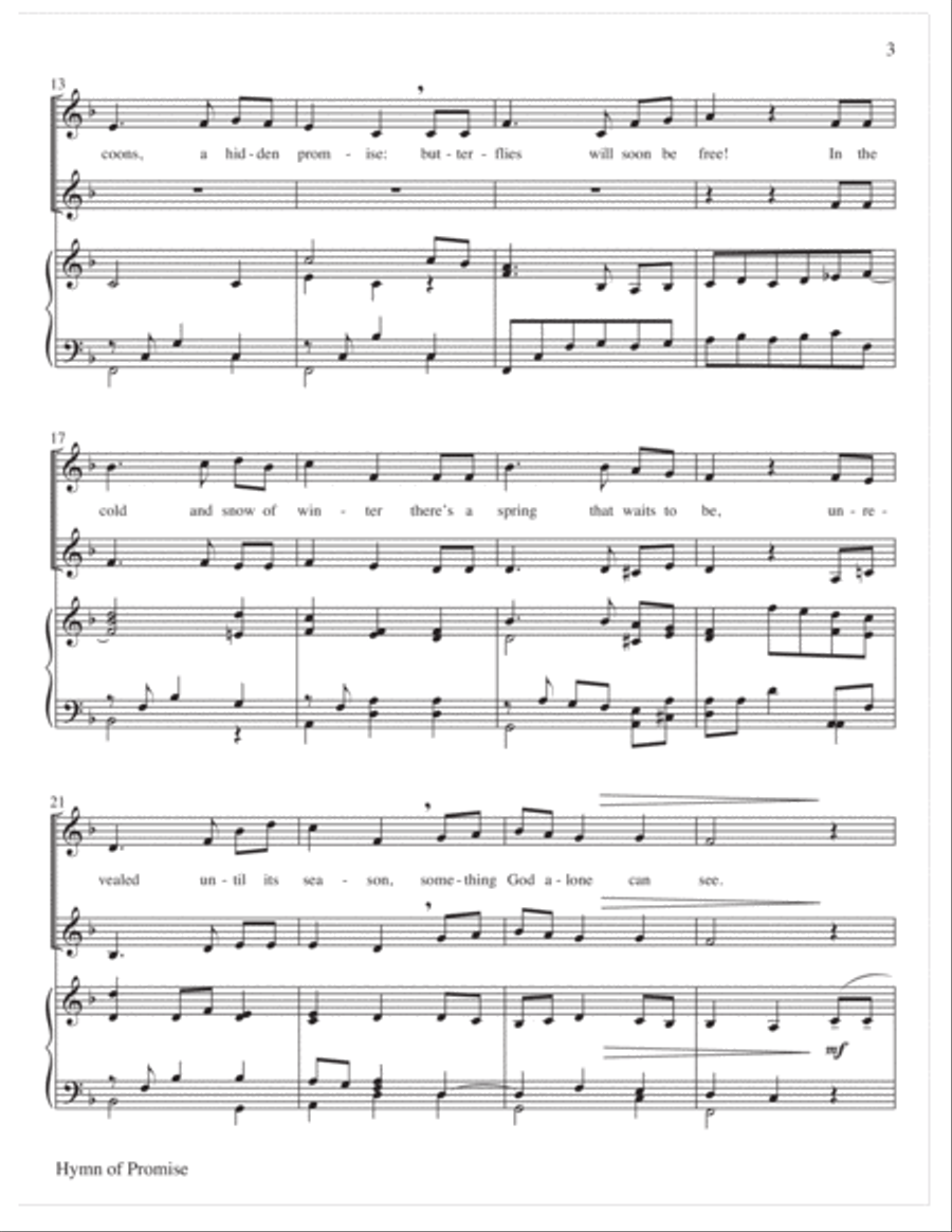 Hymn of Promise - Med. Voice Duet, Key of F Medium Voice scores gallery preview page 3