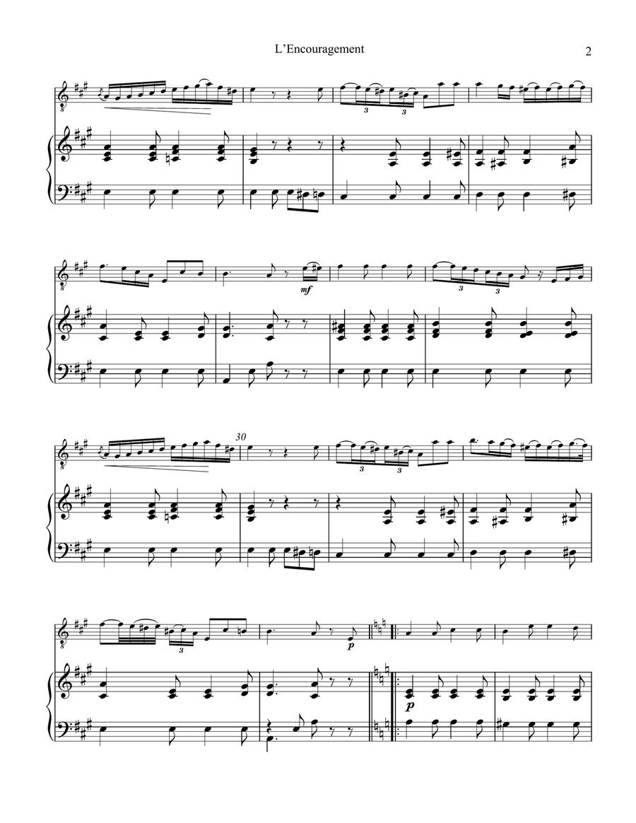 L'Encouragement Op. 34 for guitar and piano (A Major) L'Encouragement Op. 34 for guitar and piano (A Major) Acoustic Guitar scores gallery preview page 3