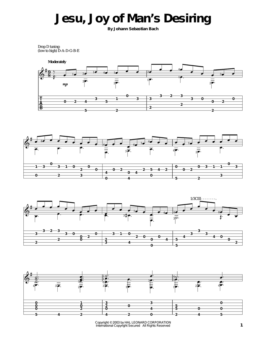 Jesu, Joy Of Man's Desiring Acoustic Guitar scores gallery preview page 1