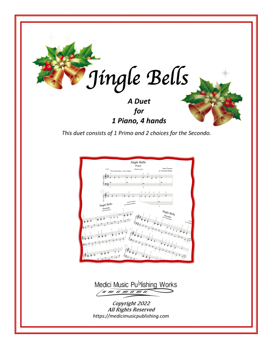 Jingle Bells Duet or Solo Easy Piano scores gallery preview page 1