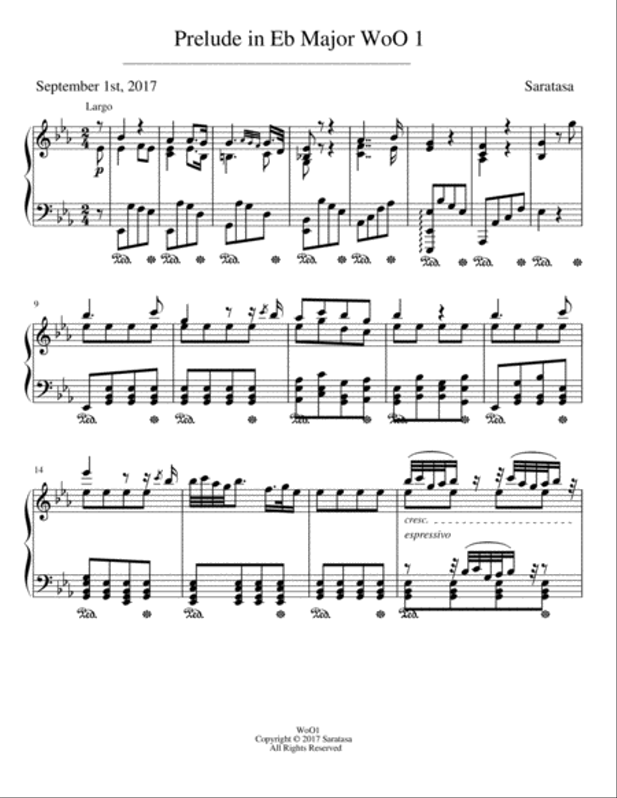 Prelude in Eb Major WoO 1 Piano Solo scores gallery preview page 1