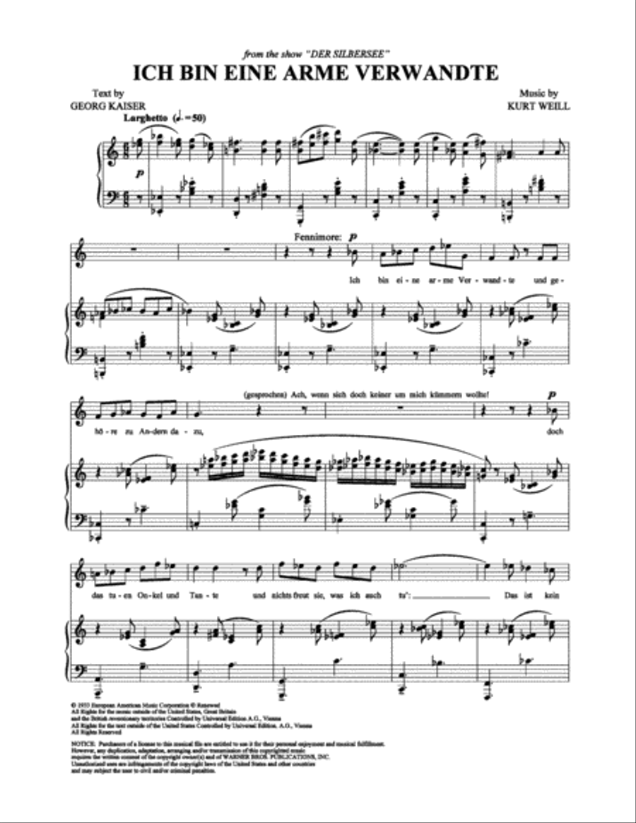 Ich bin eine arme Verwandte Piano, Vocal, Guitar scores gallery preview page 1