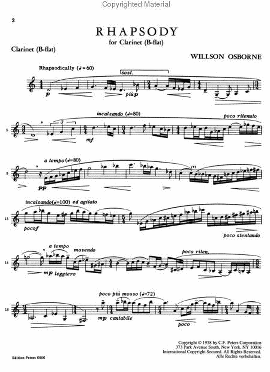 Rhapsody for Clarinet Solo