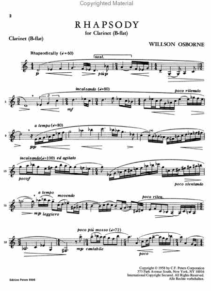Rhapsody for Clarinet Solo