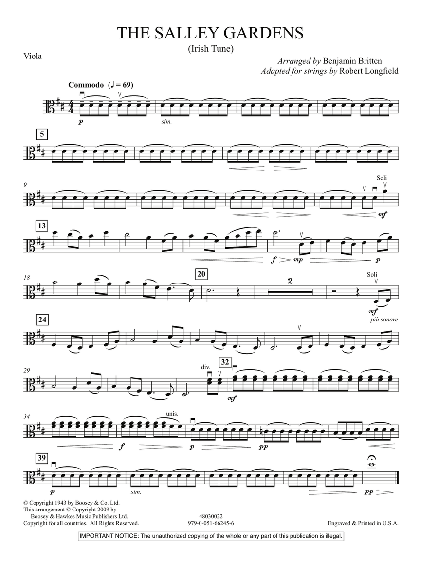 The Salley Gardens - Viola Orchestra scores gallery preview page 1