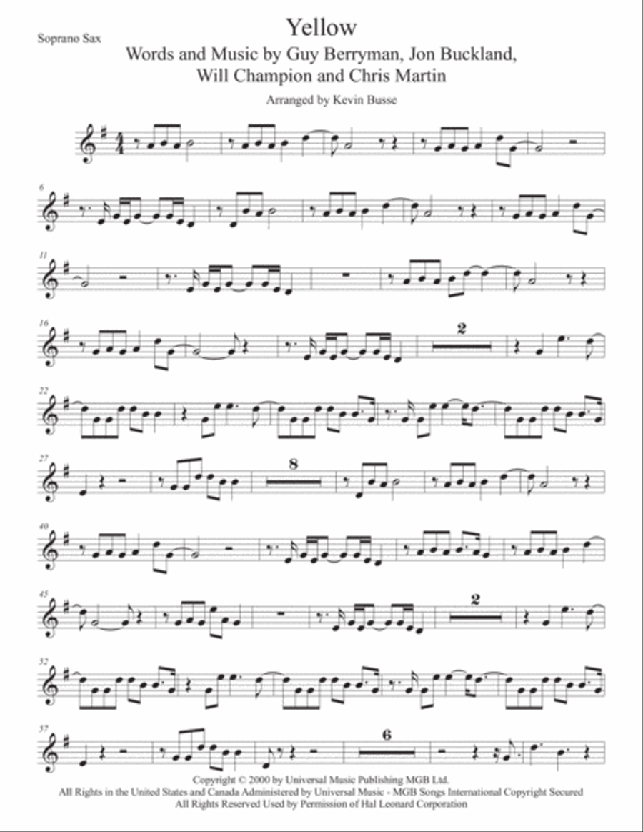 Yellow Soprano Saxophone scores gallery preview page 1