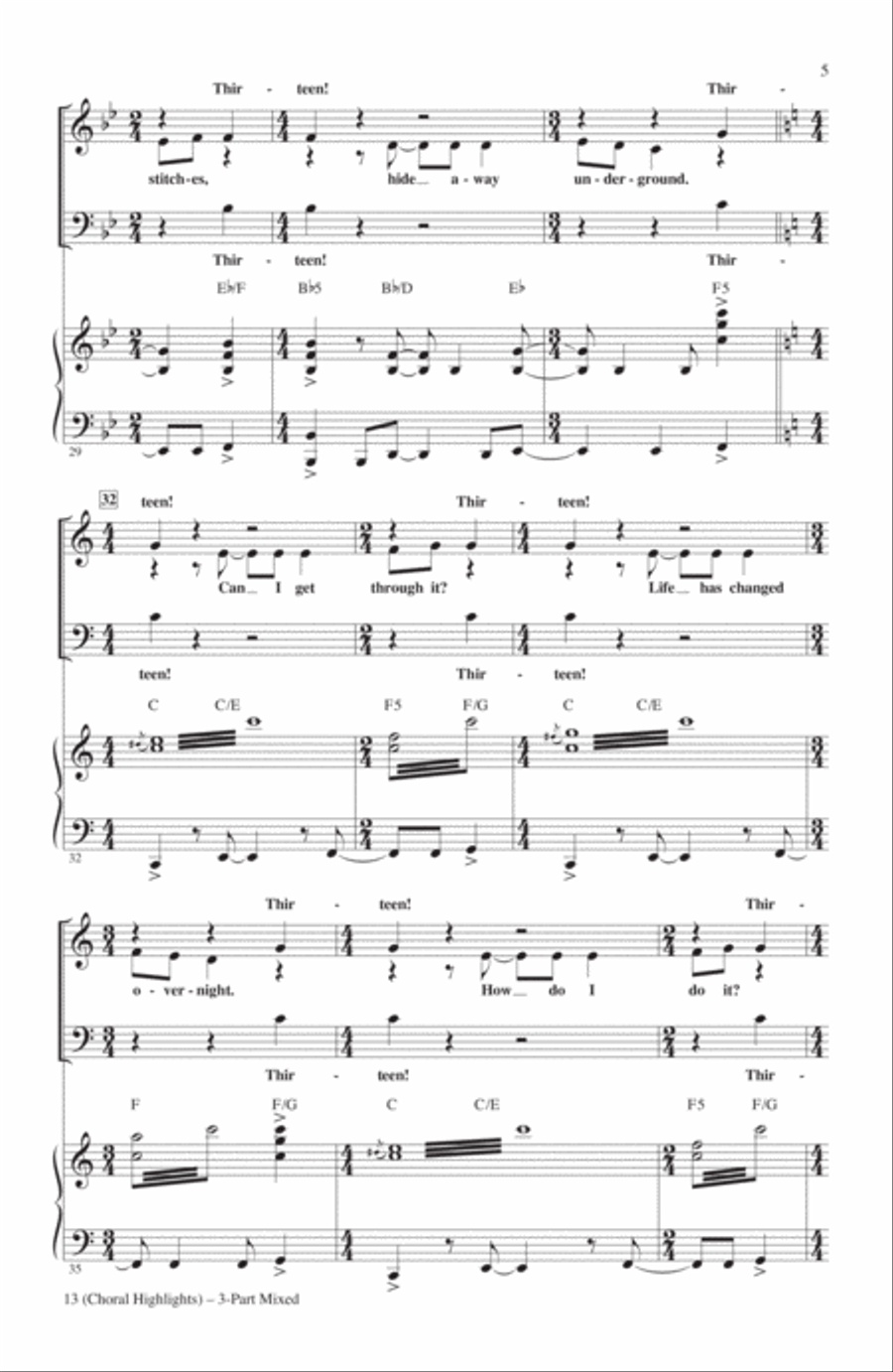 13 (Choral Highlights From The Broadway Musical) (arr. Roger Emerson) 3-Part scores gallery preview page 4