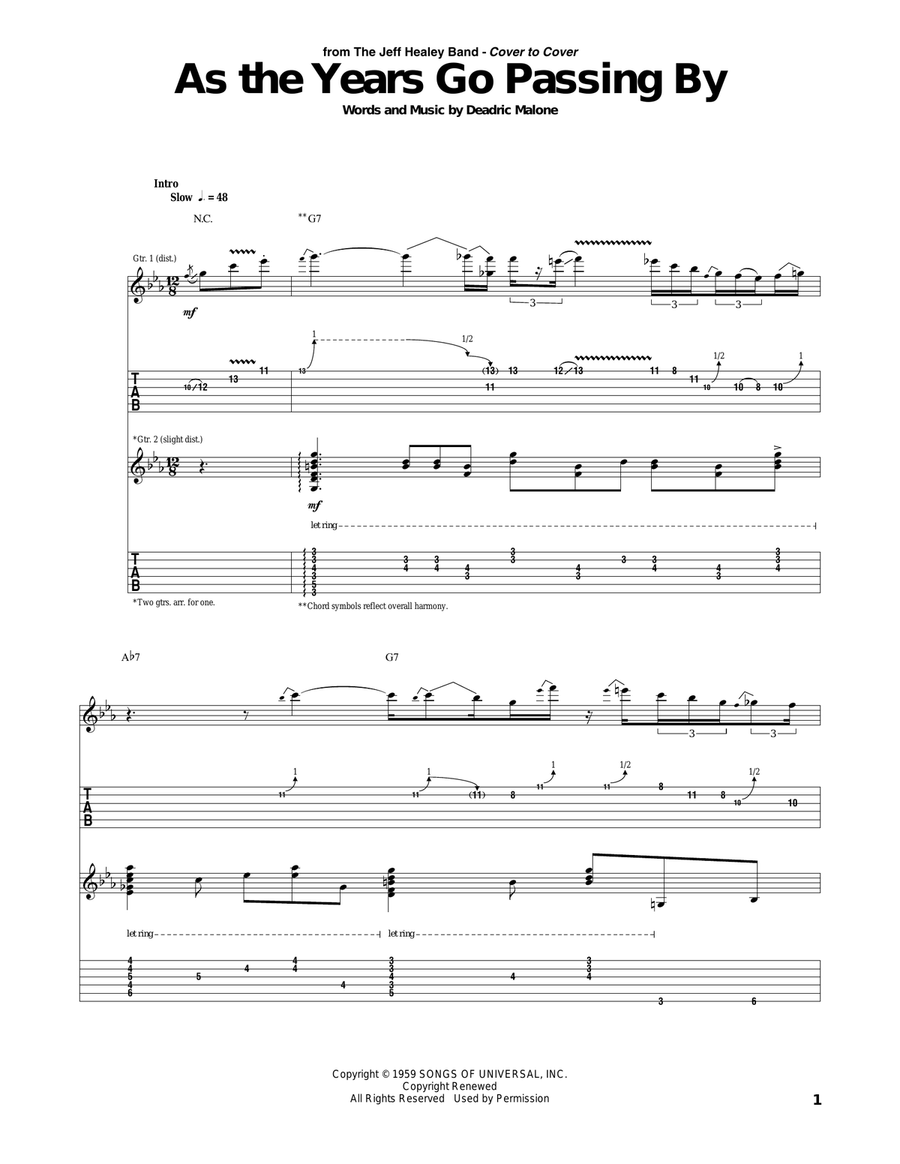 As The Years Go Passing By Acoustic Guitar scores gallery preview page 1