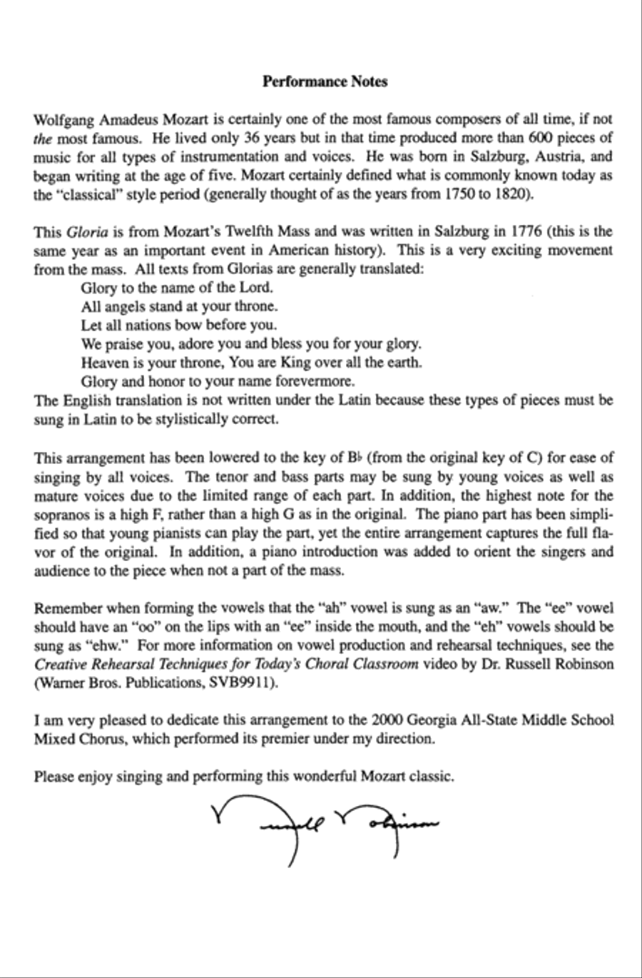 Gloria (from the Twelfth Mass) Choir scores gallery preview page 1