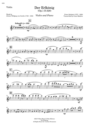 Der Erlkönig by Schubert - Violin and Piano (Individual Parts)