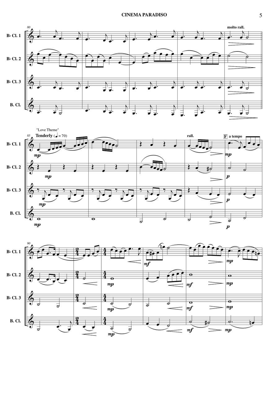 Cinema Paradiso Clarinet Quartet scores gallery preview page 6