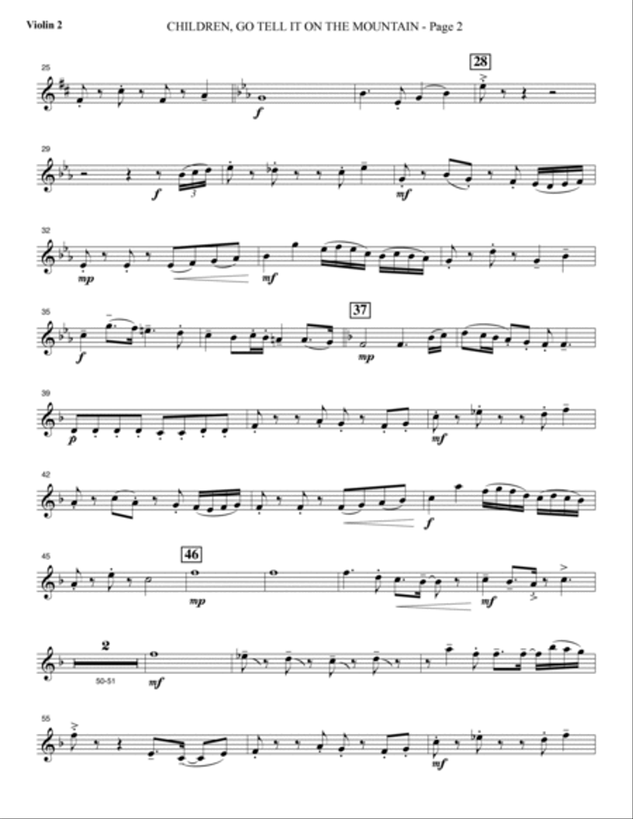 Children, Go Tell It on the Mountain - Violin 2 Choir scores gallery preview page 2