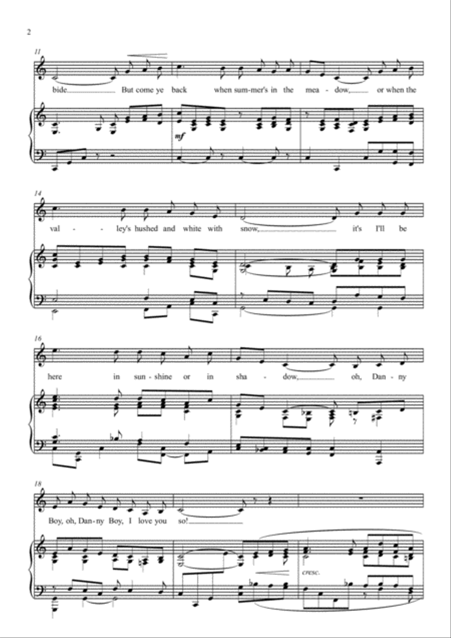 Danny Boy (Solo song) (C Major) Voice Solo scores gallery preview page 2