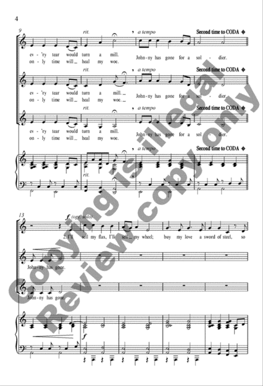 Johnny Has Gone for a Soldier SSA scores gallery preview page 9