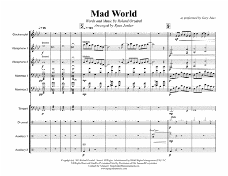 Mad World Percussion Ensemble scores gallery preview page 2