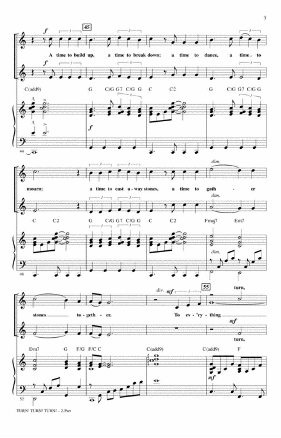 Turn! Turn! Turn! (To Everything There Is A Season) (arr. Roger Emerson) 2-Part scores gallery preview page 5