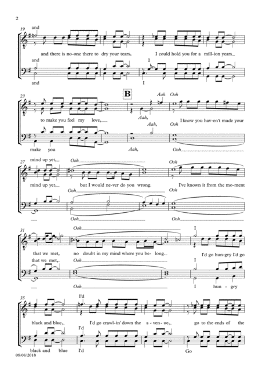 To Make You Feel My Love TTBB scores gallery preview page 2