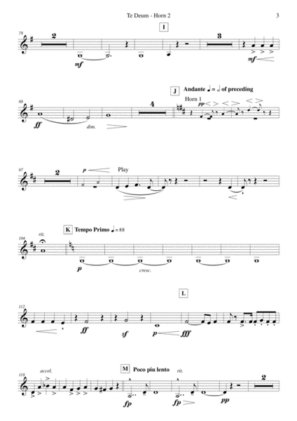 Elgar - Te Deum - Reduced Orchestration - Horn 2