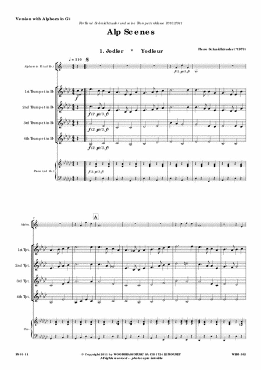 Alp Scenes for 4 Trumpets and Alphorn Trumpet scores gallery preview page 2