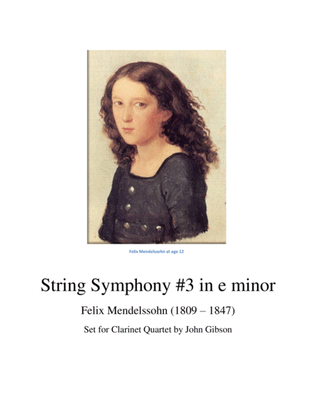 Book cover for Mendelssohn String Symphony #3 set for Clarinet Quartet