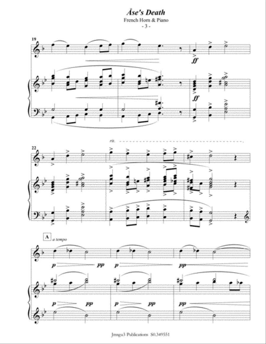 Grieg: Ase's Death from Peer Gynt Suite for French Horn & Piano Horn scores gallery preview page 4