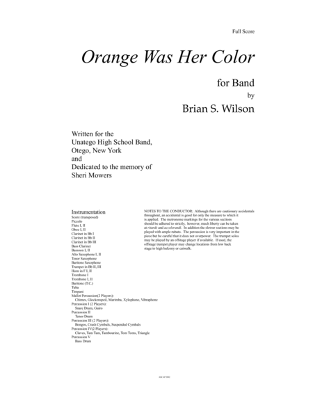 Orange Was Her Color full score