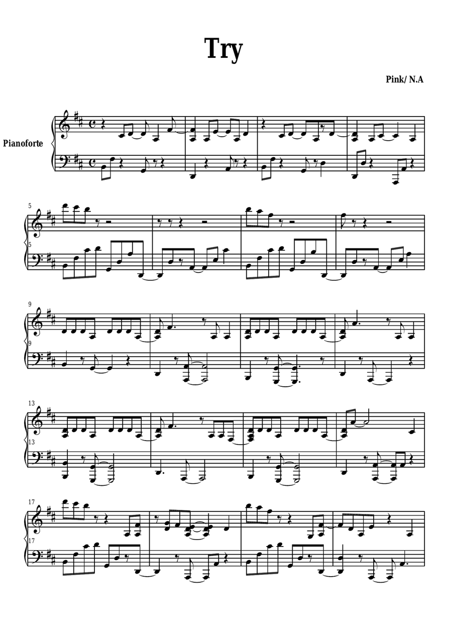 Try Piano Solo scores gallery preview page 1