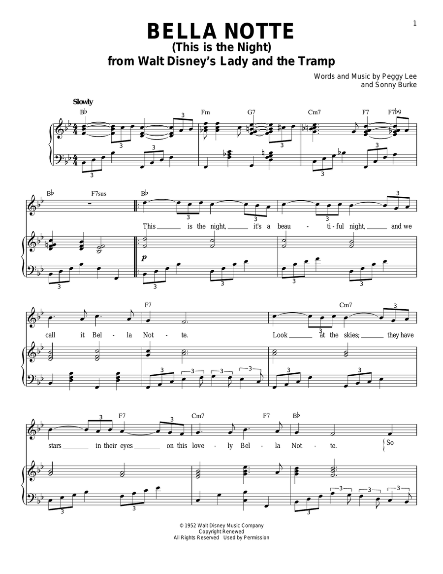 Bella Notte (This Is The Night) (from Lady And The Tramp) Piano, Vocal scores gallery preview page 1