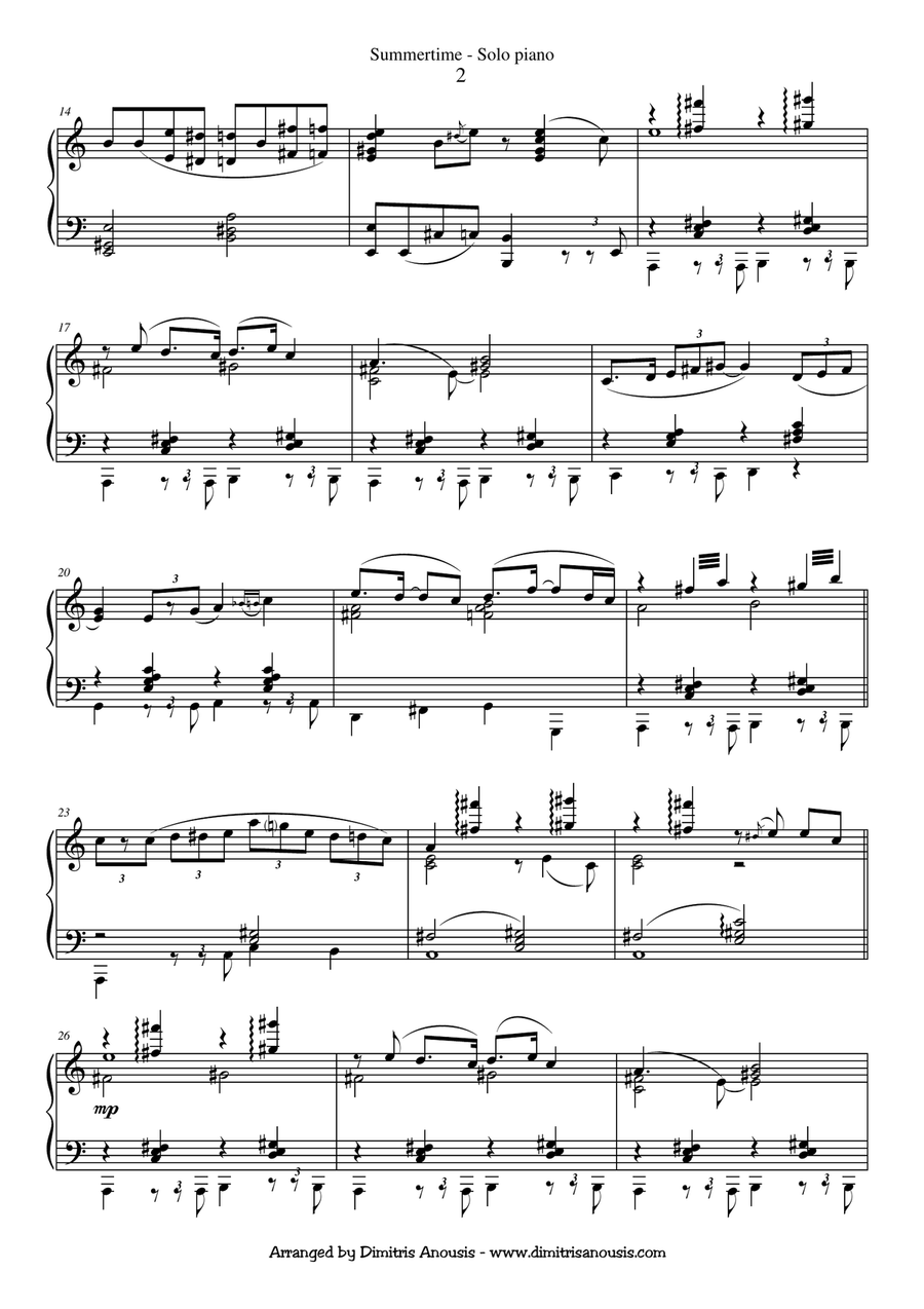 Summertime Piano Solo scores gallery preview page 3