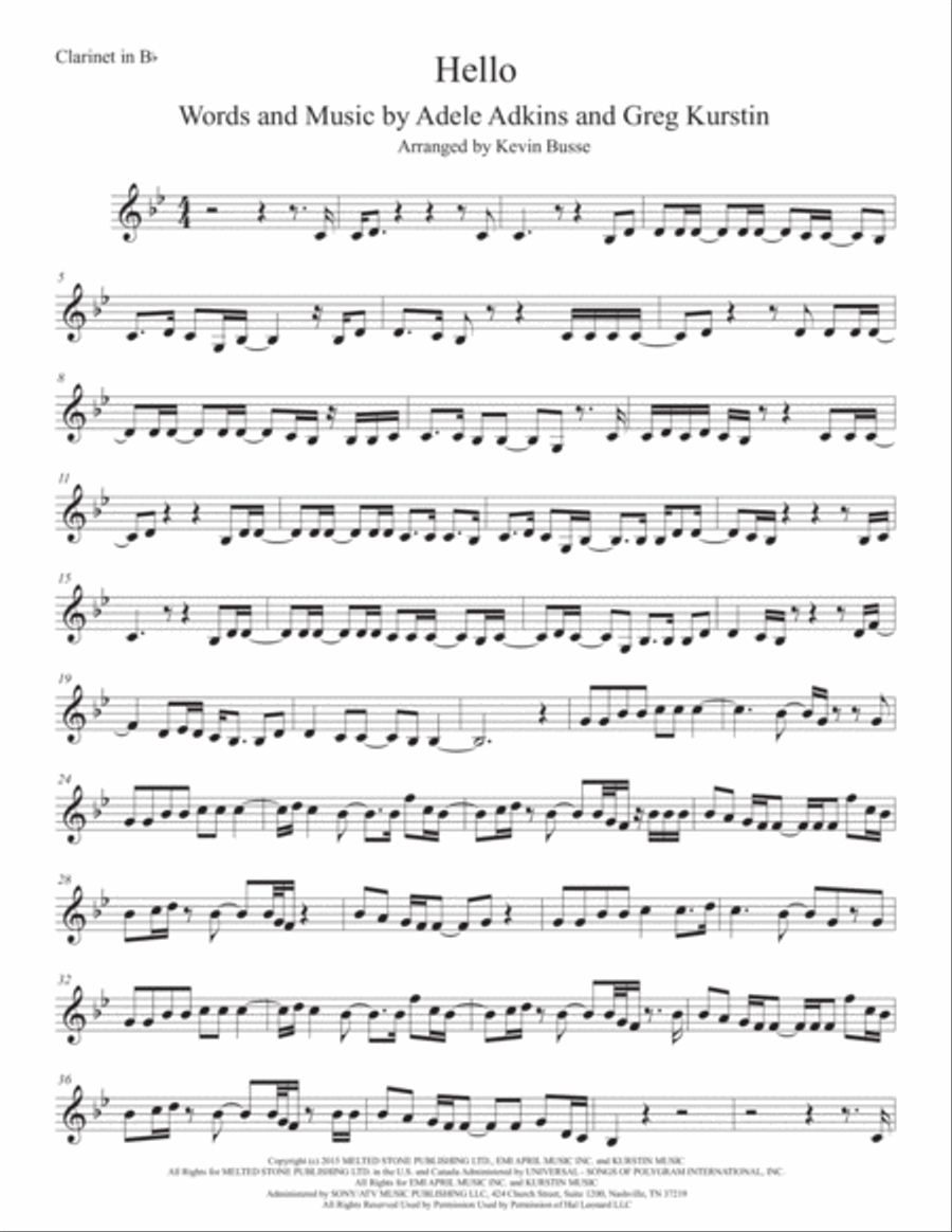 Hello Hello Clarinet Solo scores gallery preview page 1