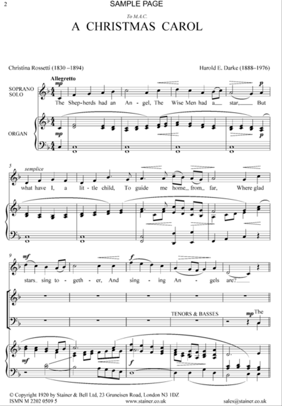 A Christmas Carol (The Shepherds had an Angel) 4-Part scores gallery preview page 2