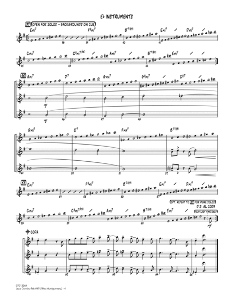 Jazz Combo Pak #49 (Wes Montgomery) (arr. Mark Taylor) - Eb Instruments Jazz Ensemble scores gallery preview page 4