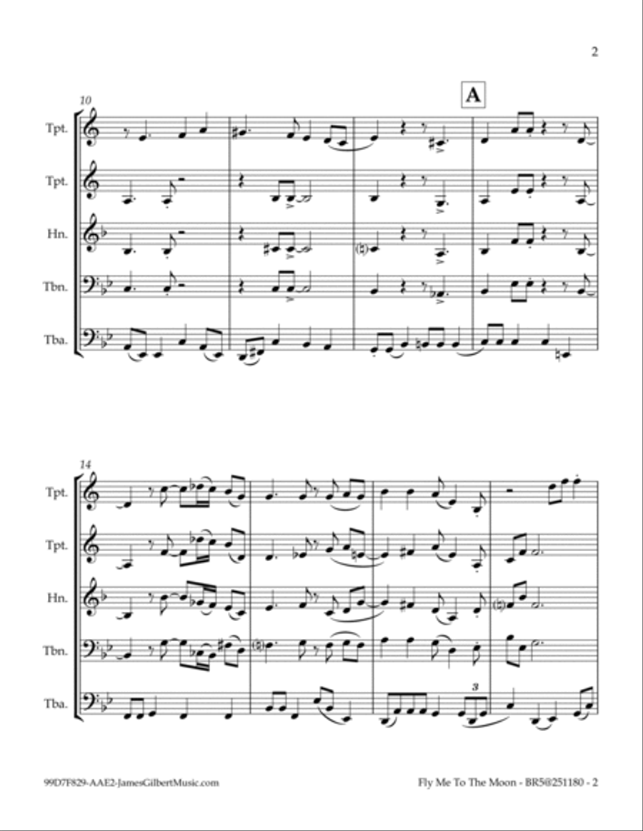 Fly Me To The Moon (in Other Words) Brass Ensemble scores gallery preview page 3