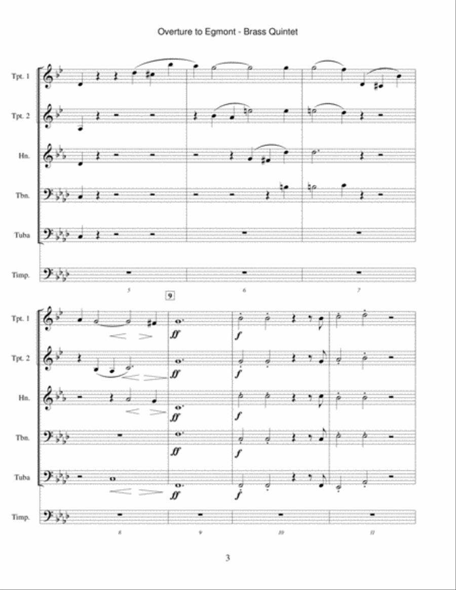 Egmont Overture (for brass quintet) Brass Quintet scores gallery preview page 3