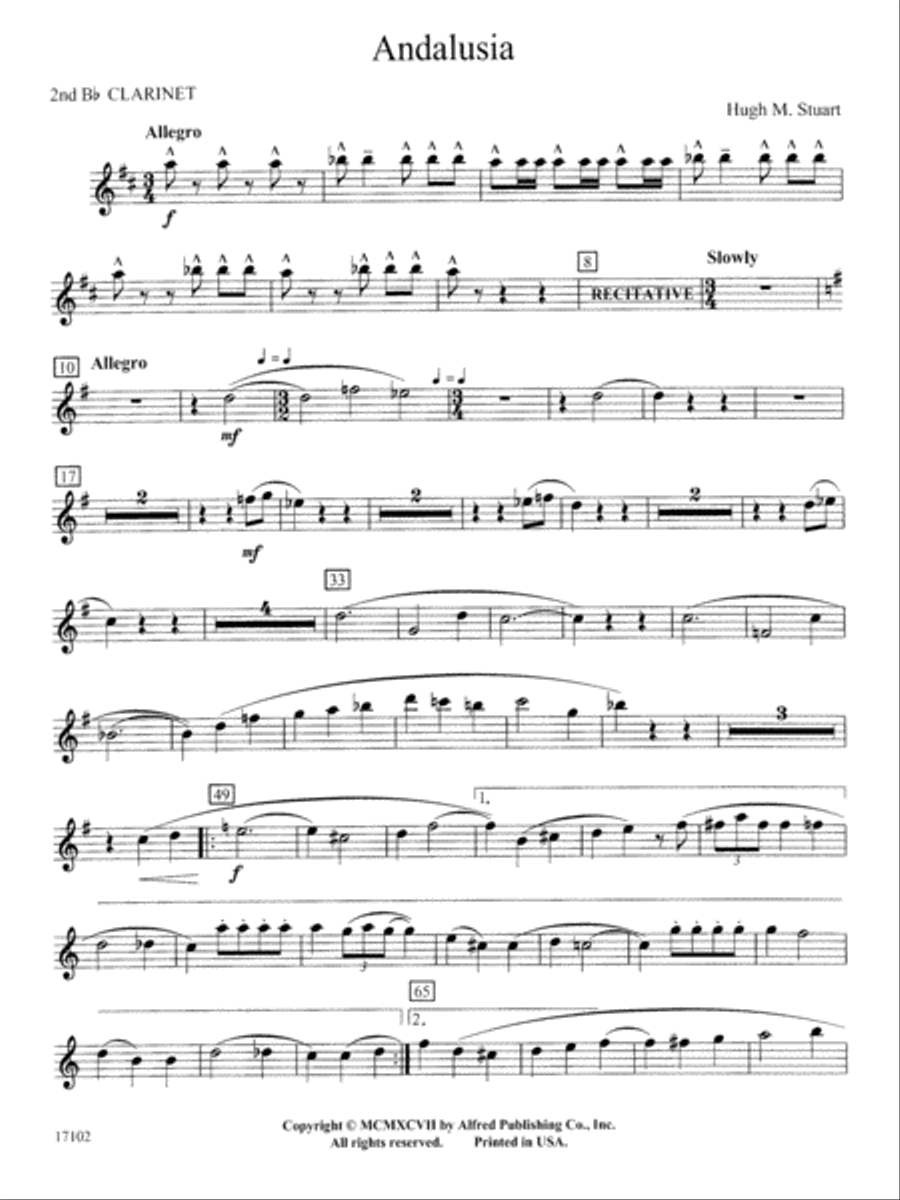 Andalusia: 2nd B-flat Clarinet Concert Band scores gallery preview page 1